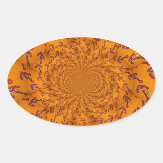 Kaleidoscoop Anker Art Print Ovale Sticker (Voorkant)
