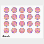 Kaleidoscoop blauw ronde sticker (Vel)