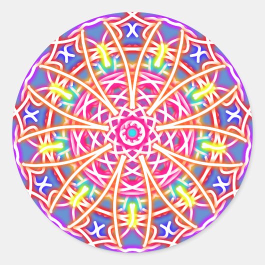 Kaleidoscoop blauw ronde sticker (Voorkant)