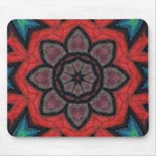 Kaleidoscoop Bloem Mandala in Vet Rode en Zwarte K Muismat