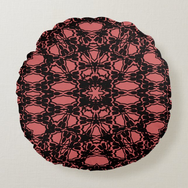 Kaleidoscoop bloem rond kussen (Voorkant)