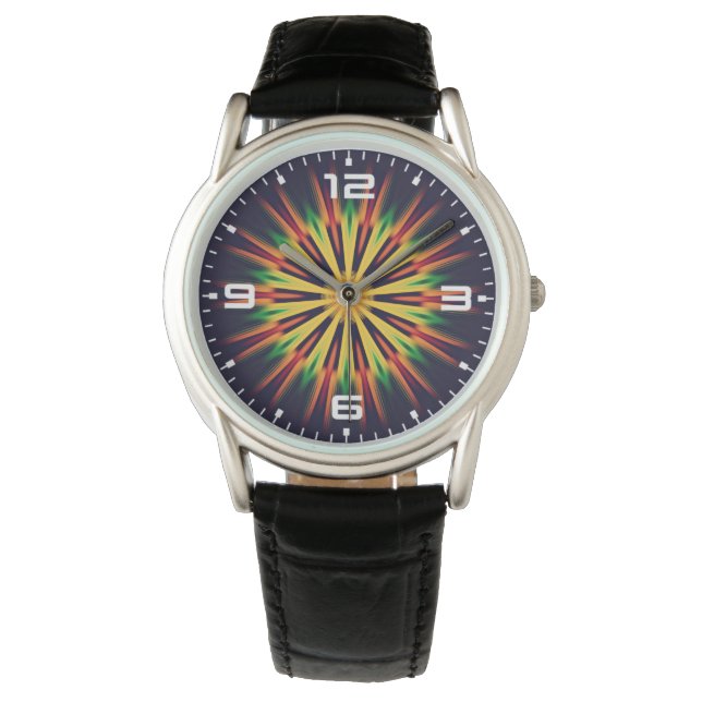 Kaleidoscoop Bloemontwerp Horloge (Voorkant)