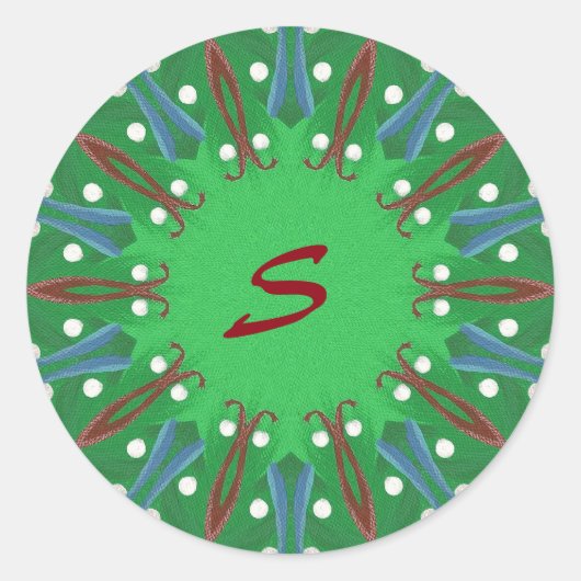 Kaleidoscoop Boom Monogram Kerst stickers (Voorkant)