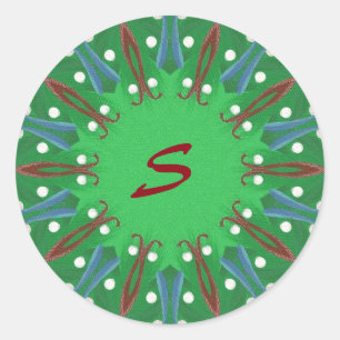 Kaleidoscoop Boom Monogram Kerst stickers