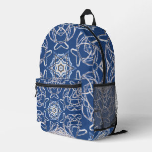 Kaleidoscoop Bright Blauw, Wit, Single Star Bedrukte Rugzak