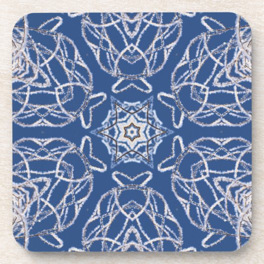 Kaleidoscoop Bright Blauw, Wit, Single Star Bier Onderzetter (Voorkant)