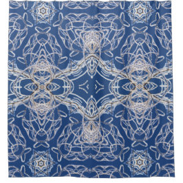 Kaleidoscoop Bright Blauw, Wit, Single Star Douchegordijn
