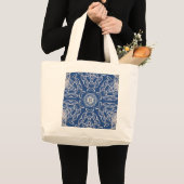 Kaleidoscoop Bright Blauw, Wit, Single Star Grote Tote Bag (Voorkant (product))