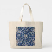 Kaleidoscoop Bright Blauw, Wit, Single Star Grote Tote Bag (Achterkant)