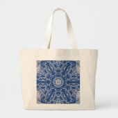 Kaleidoscoop Bright Blauw, Wit, Single Star Grote Tote Bag (Voorkant)