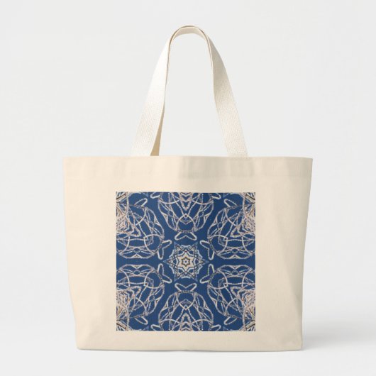 Kaleidoscoop Bright Blauw, Wit, Single Star Grote Tote Bag (Voorkant)