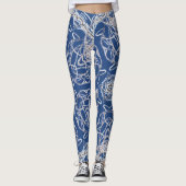 Kaleidoscoop Bright Blauw, Wit, Single Star Leggings (Voorkant)