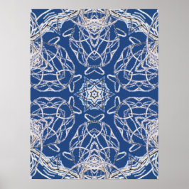 Kaleidoscoop Bright Blauw, Wit, Single Star Poster