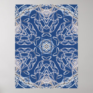 Kaleidoscoop Bright Blauw, Wit, Single Star Poster
