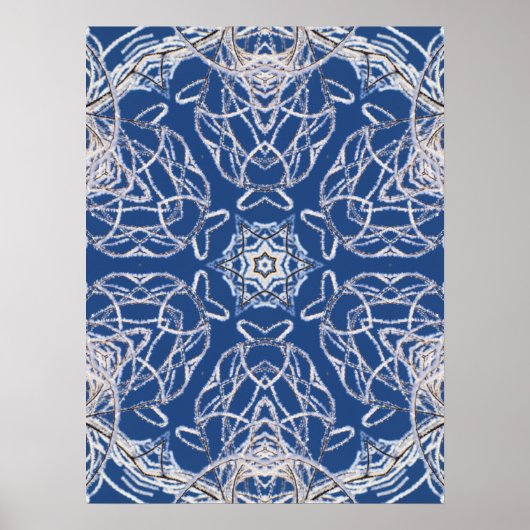 Kaleidoscoop Bright Blauw, Wit, Single Star Poster (Voorkant)