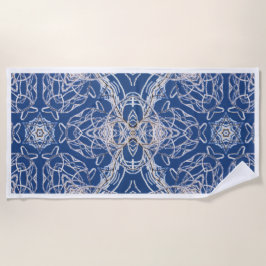 Kaleidoscoop Bright Blauw, Wit, Single Star Strandlaken