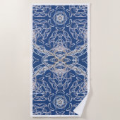 Kaleidoscoop Bright Blauw, Wit, Single Star Strandlaken (Voorkant)