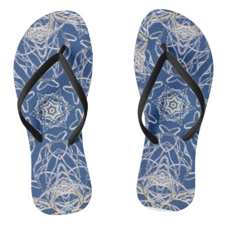 Kaleidoscoop Bright Blauw, Wit, Single Star Teenslippers