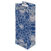 Kaleidoscoop Bright Blauw, Wit, Single Star Wijn Cadeautas (Achterkant Gekanteld)