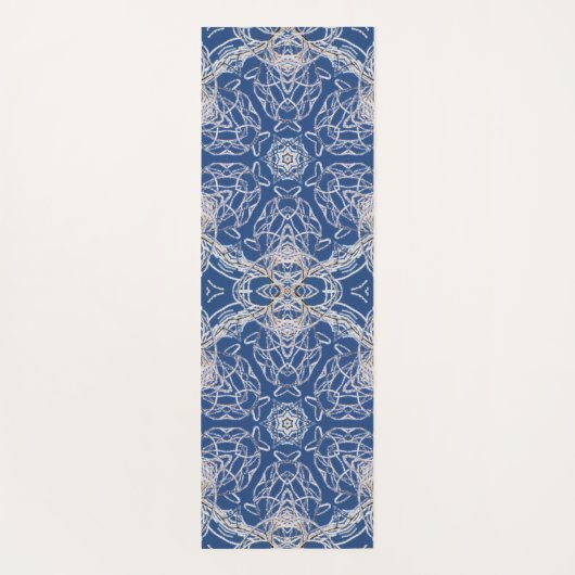 Kaleidoscoop Bright Blauw, Wit, Single Star Yogamat (Achterkant)