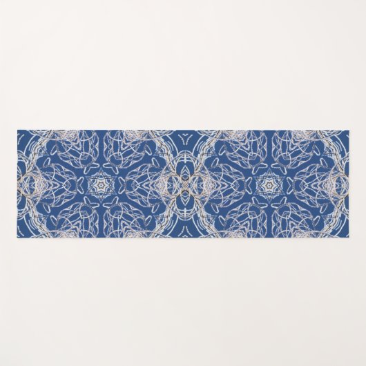 Kaleidoscoop Bright Blauw, Wit, Single Star Yogamat (Voorkant (horizontaal))