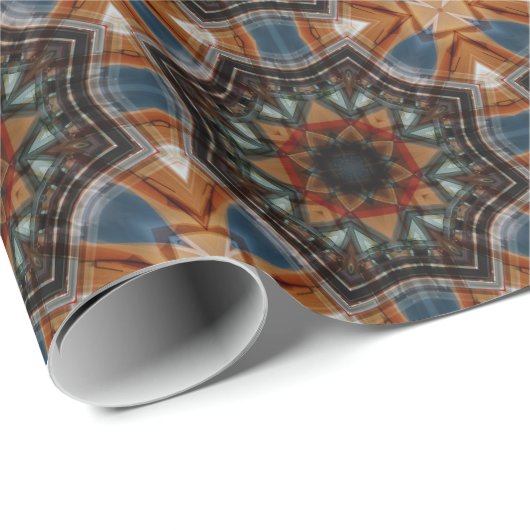 Kaleidoscoop bruin sterpatroon... cadeaupapier (Rol Hoek)