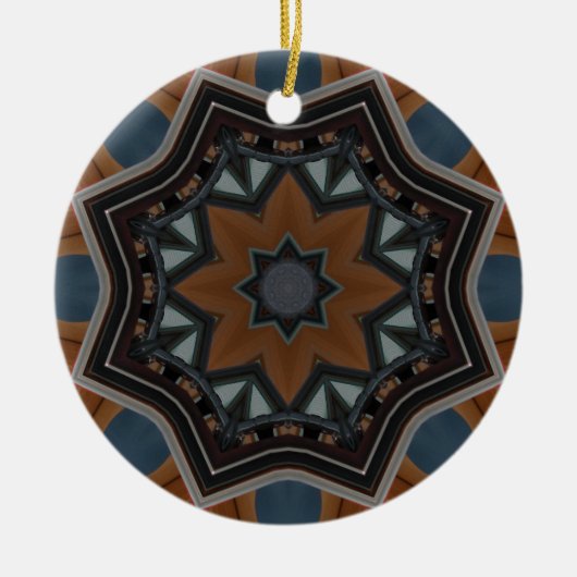Kaleidoscoop bruine ster keramisch ornament (Voorkant)