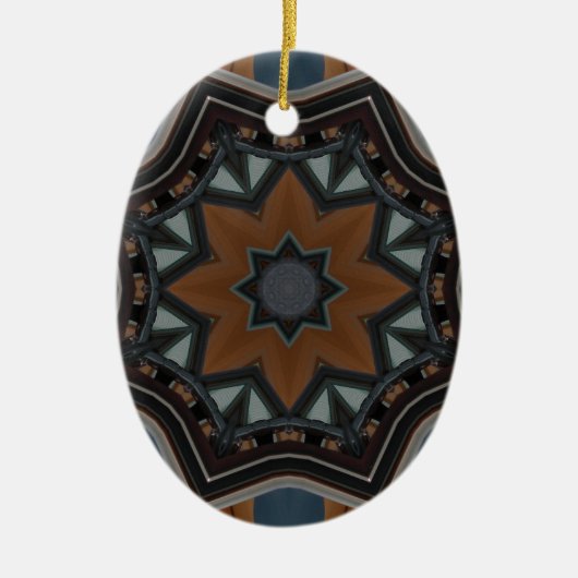Kaleidoscoop bruine ster keramisch ornament (Voorkant)