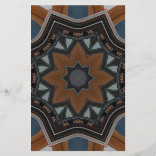 Kaleidoscoop Bruine Ster patroon... Briefpapier (Voorkant)