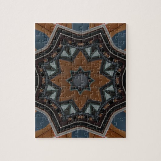 Kaleidoscoop Bruine Ster patroon... Legpuzzel (Verticaal)