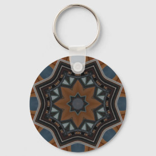Kaleidoscoop Bruine Ster patroon... Sleutelhanger