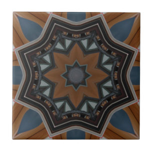 Kaleidoscoop Bruine Ster patroon... Tegeltje