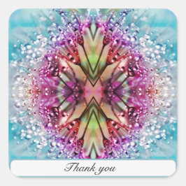 Kaleidoscoop Dauwdruppels: Abstracte Bloemschilder Vierkante Sticker