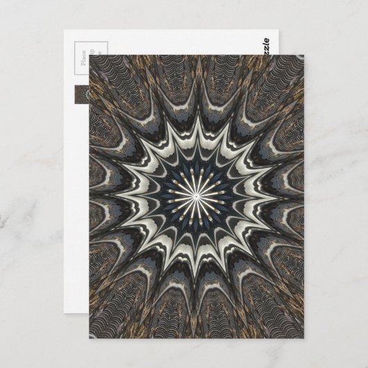 Kaleidoscoop Design Black Grey Blue Art Briefkaart (Voorkant / Achterkant)