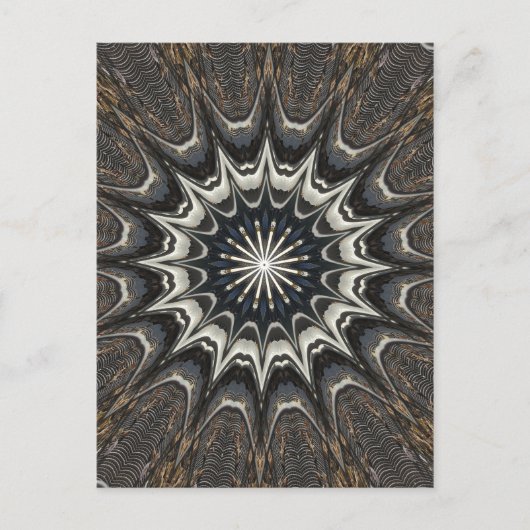 Kaleidoscoop Design Black Grey Blue Art Briefkaart (Voorkant)