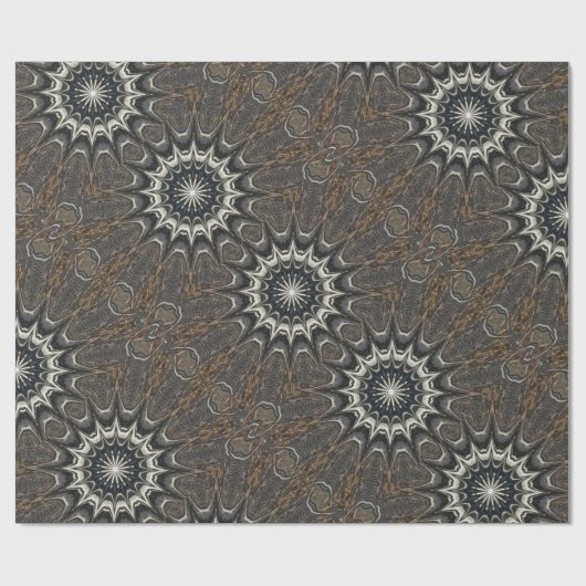 Kaleidoscoop Design Black Grey Blue Art Cadeaupapier (Vlak)