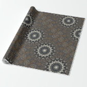 Kaleidoscoop Design Black Grey Blue Art Cadeaupapier (Uitgerold)