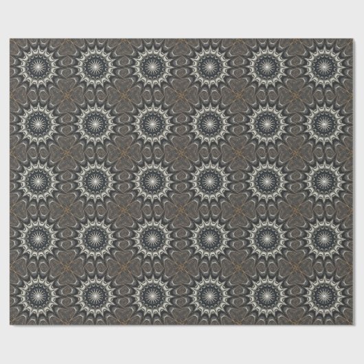 Kaleidoscoop Design Black Grey Blue Art Cadeaupapier (Vlak)