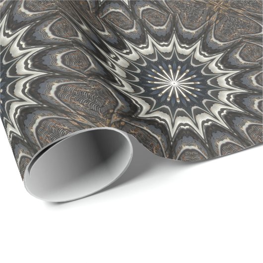 Kaleidoscoop Design Black Grey Blue Art Cadeaupapier (Rol Hoek)