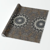 Kaleidoscoop Design Black Grey Blue Art Cadeaupapier (Uitgerold)
