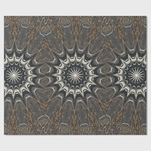 Kaleidoscoop Design Black Grey Blue Art Cadeaupapier (Vlak)