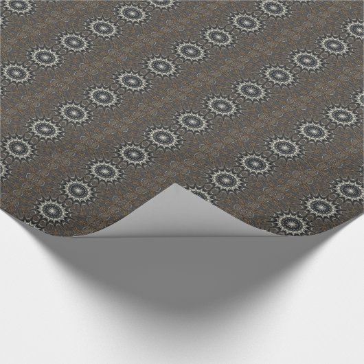 Kaleidoscoop Design Black Grey Blue Art Cadeaupapier (Hoek)