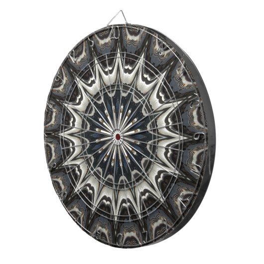 Kaleidoscoop Design Black Grey Blue Art Dartbord (Voorkant Rechts)