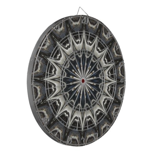 Kaleidoscoop Design Black Grey Blue Art Dartbord (Voorkant Links)