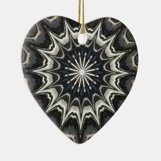 Kaleidoscoop Design Black Grey Blue Art Keramisch Ornament (Rechts)