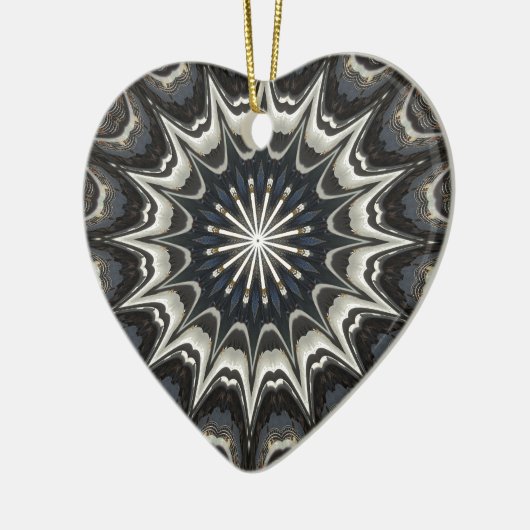 Kaleidoscoop Design Black Grey Blue Art Keramisch Ornament (Links)