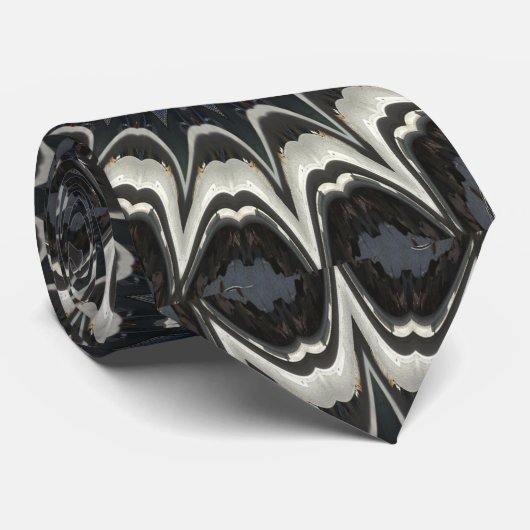 Kaleidoscoop Design Black Grey Blue Art Stropdas (Opgerold)