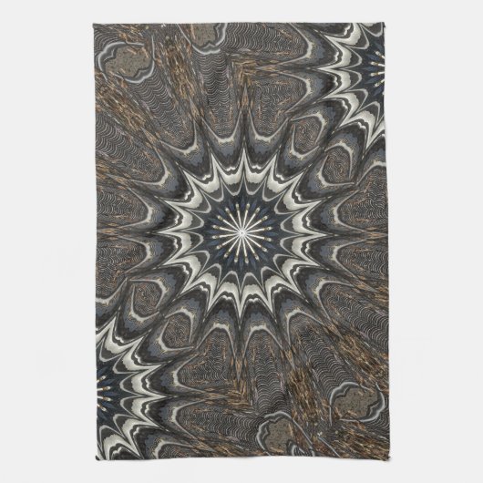 Kaleidoscoop Design Black Grey Blue Art Theedoek (Verticaal)