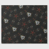 Kaleidoscoop Design Black Red Floral Pattern Cadeaupapier (Vlak)