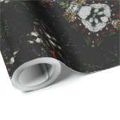 Kaleidoscoop Design Black Red Floral Pattern Cadeaupapier (Rol Hoek)